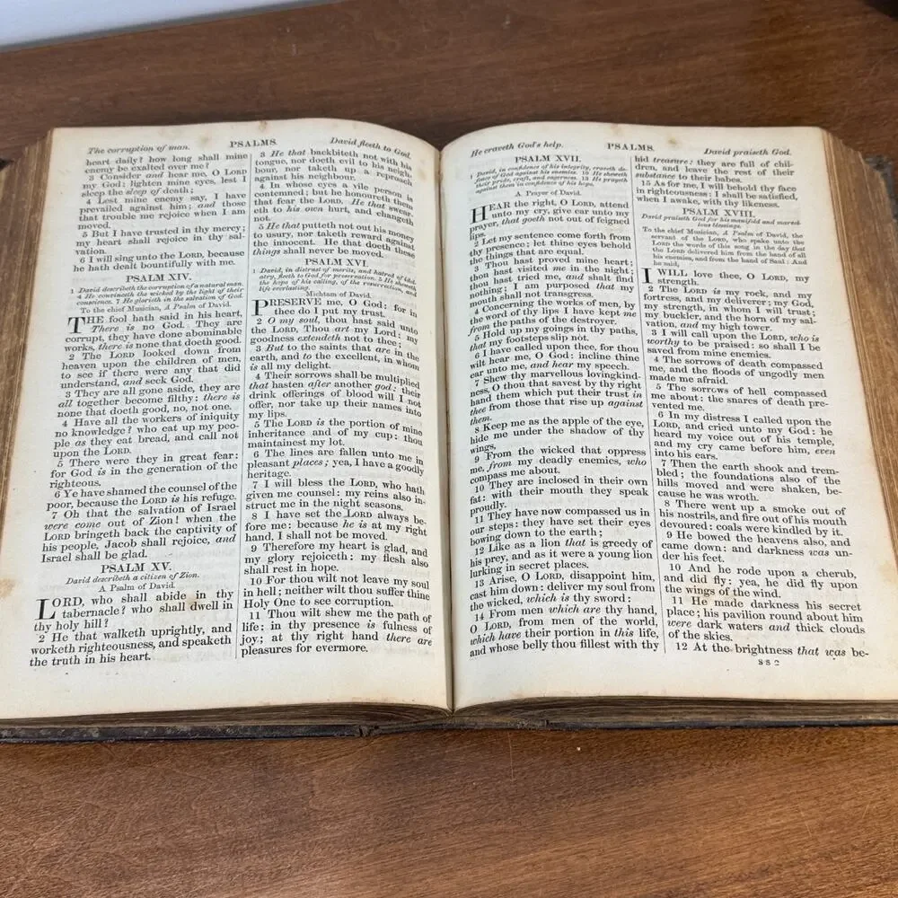 Antique 19th Century Large Leather Family Bible King James KJV Primitive 1850